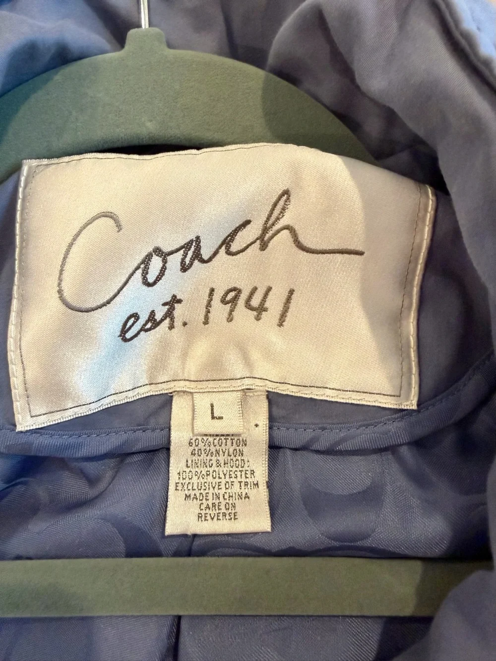 Coach Light Blue Rain Jacket with Front Flap Pockets